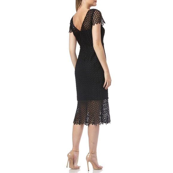 🆕KAY UNGER Tatum Lace Midi Cocktail Dress 8 Black - Picture 3 of 11